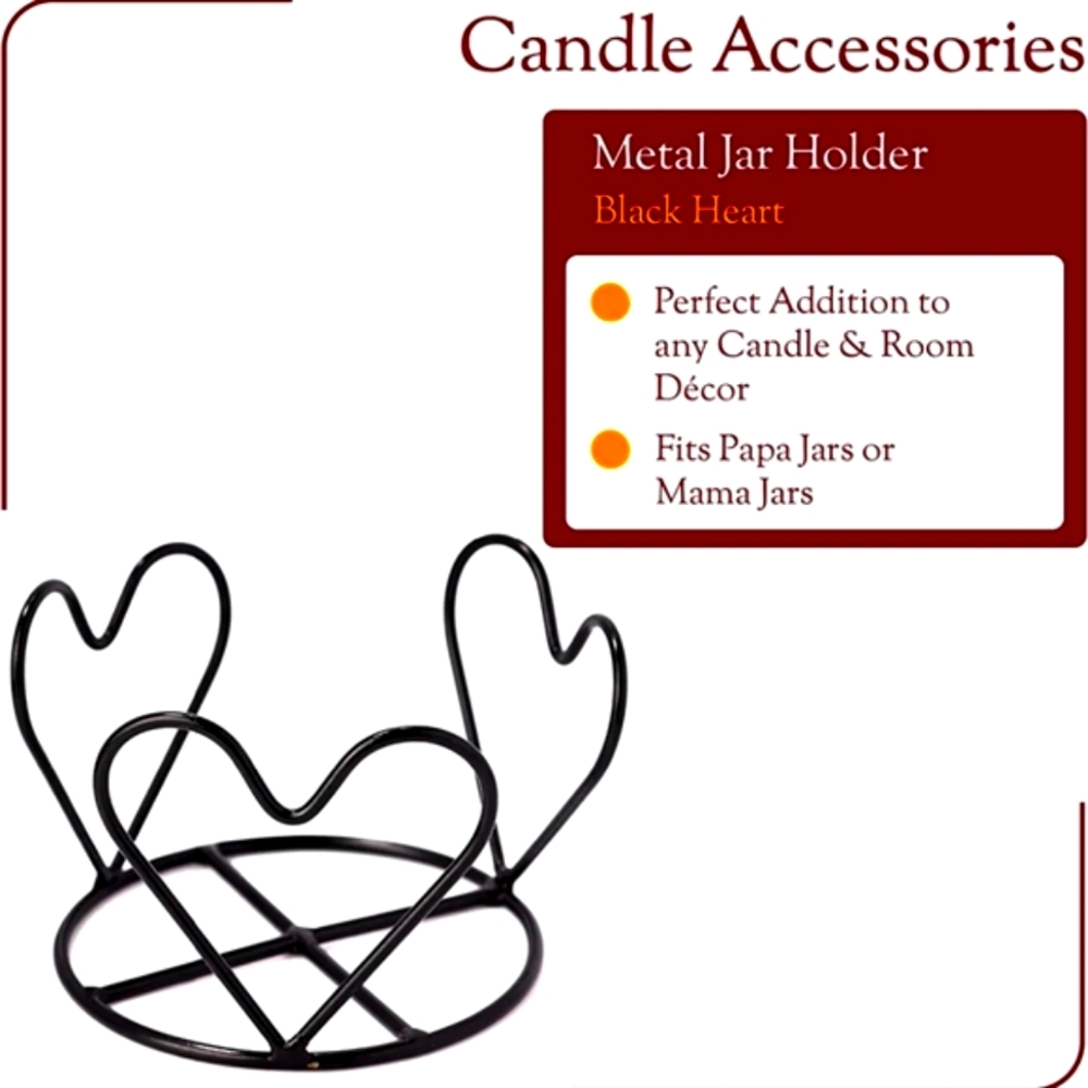 Metal Candle Jar Holder - Black Heart Candle Jar Holder - Picture 2 of 6
